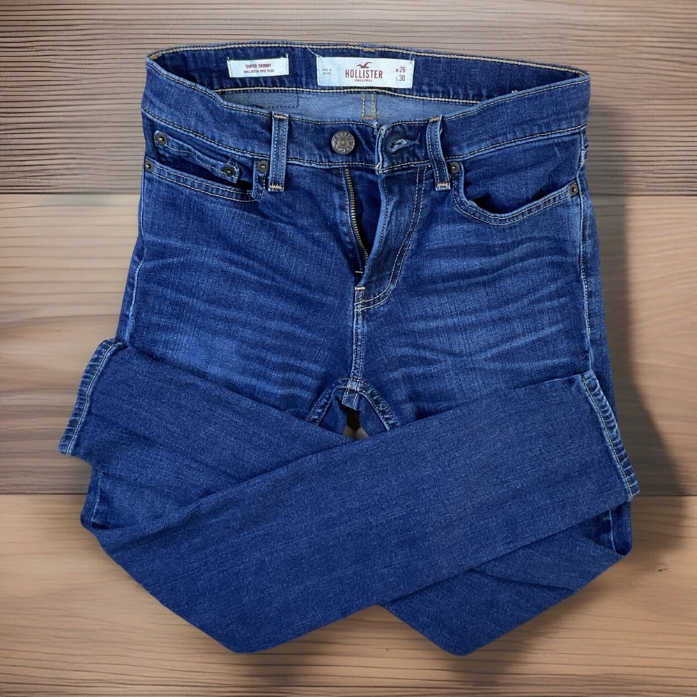 Hollister Jeans Womens Sz 26 30L Super Skinny Epic Flex High Rise Dark Wash Jean